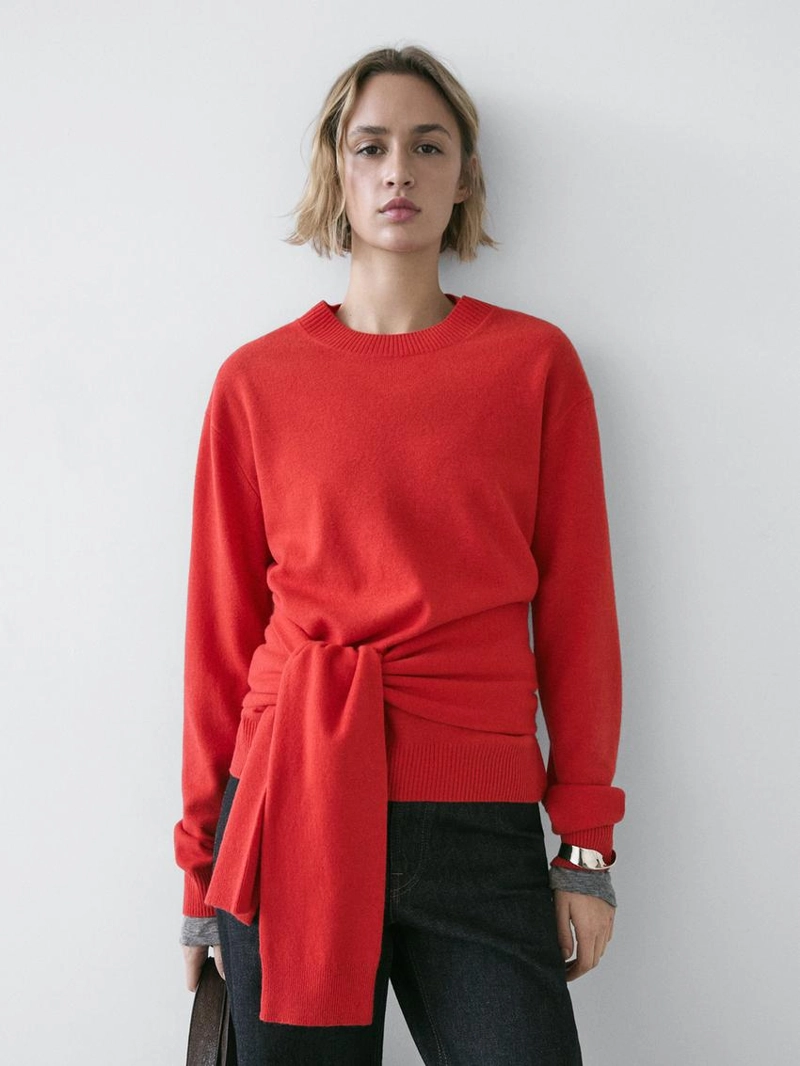 Джемпер из шерсти с деталями на талии