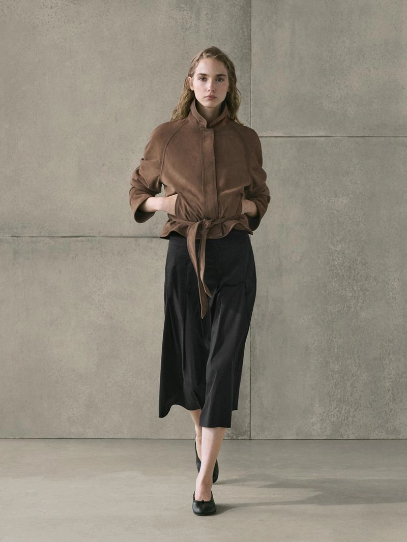 Юбка-миди с мягкими складками из хлопкового смесового материала