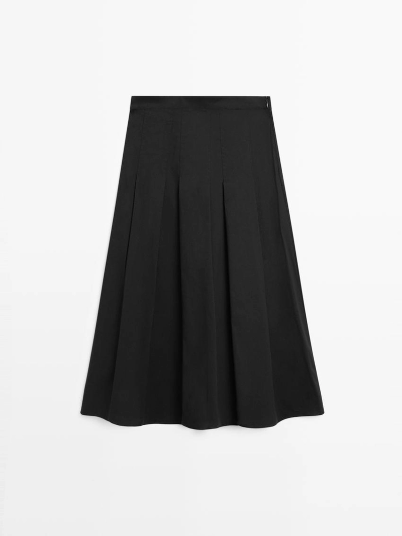 Юбка-миди с мягкими складками из хлопкового смесового материала