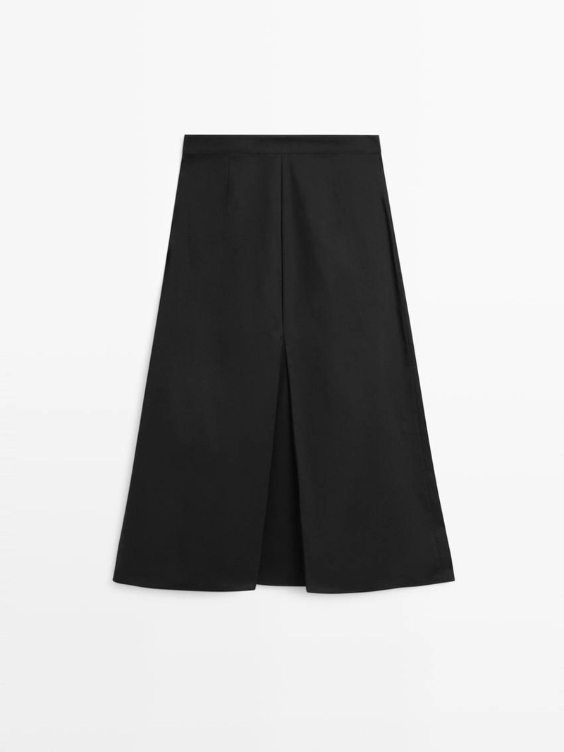 Юбка-миди с мягкими складками из хлопкового смесового материала