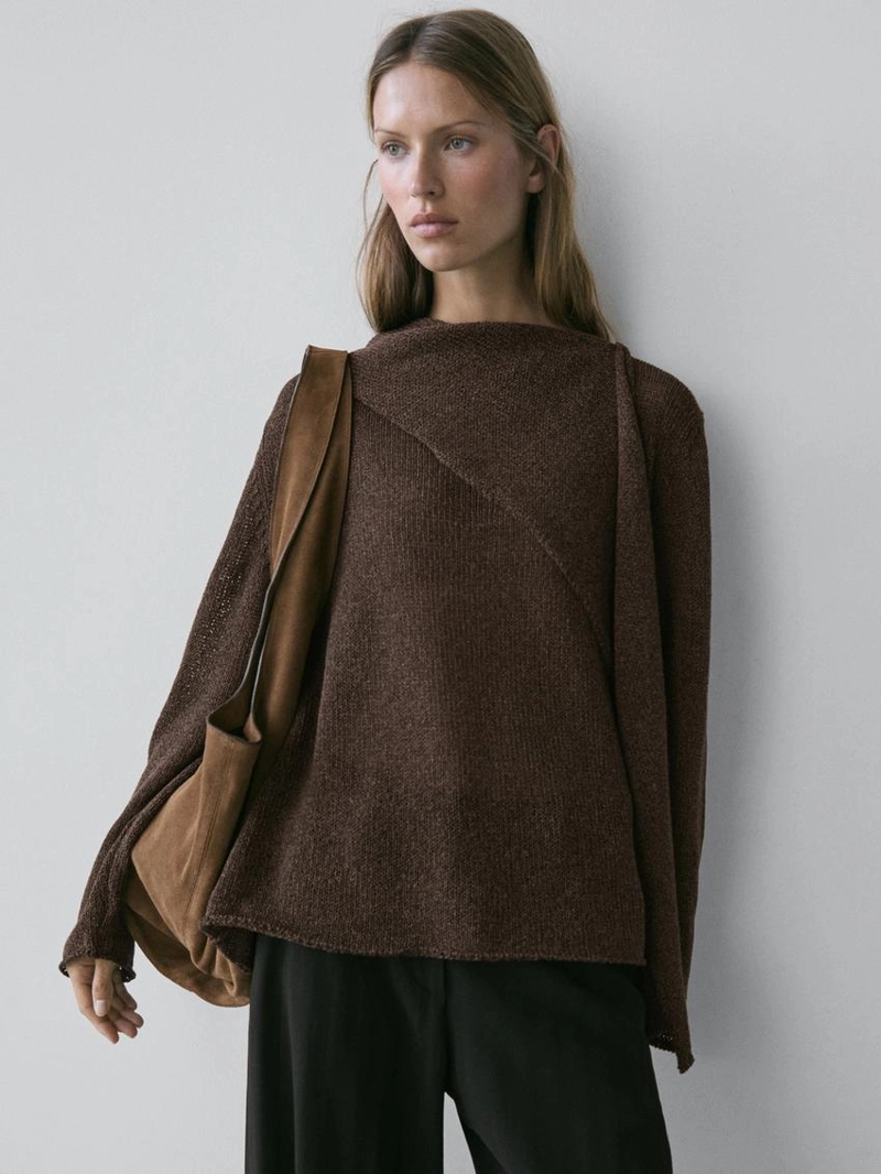 Кофта-накидка из хлопково-шерстяной пряжи