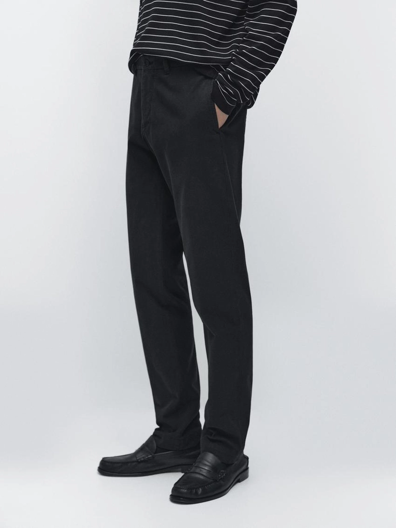 Брюки из хлопкового смесового материала с узким кроем