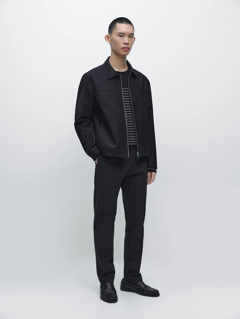 Брюки из хлопкового смесового материала с узким кроем