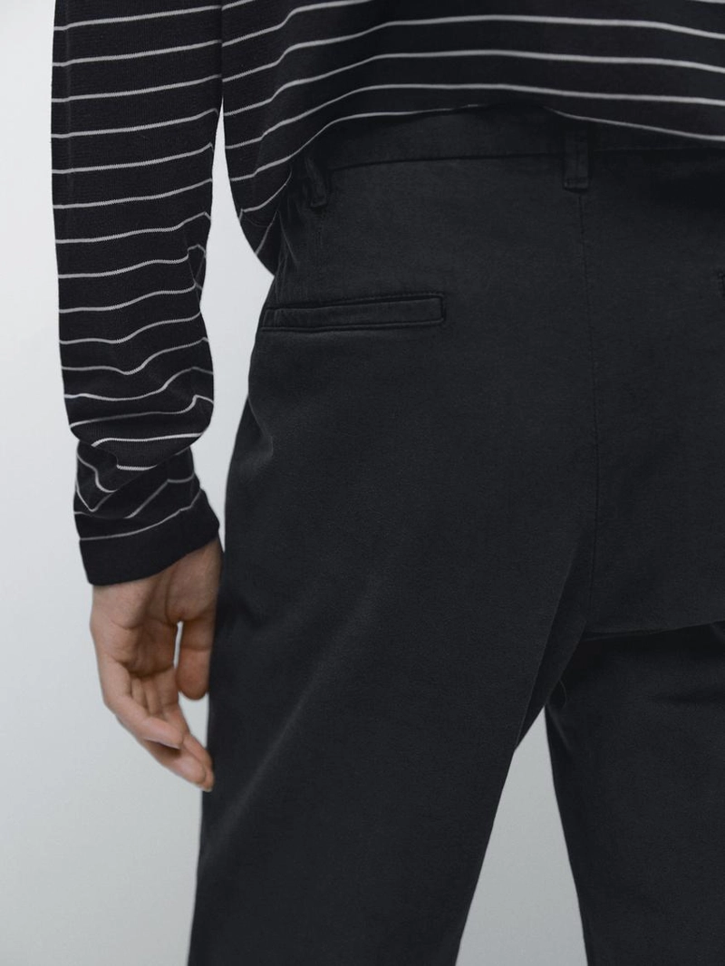 Брюки из хлопкового смесового материала с узким кроем