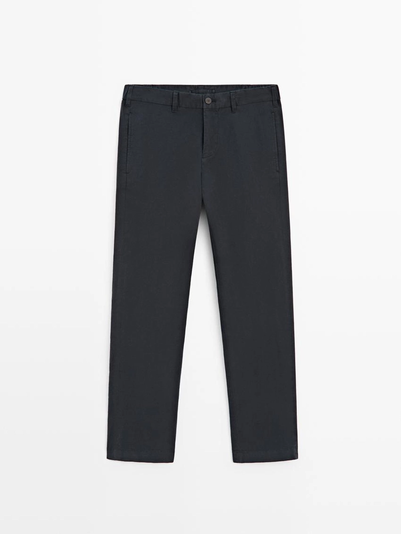 Брюки из хлопкового смесового материала с узким кроем