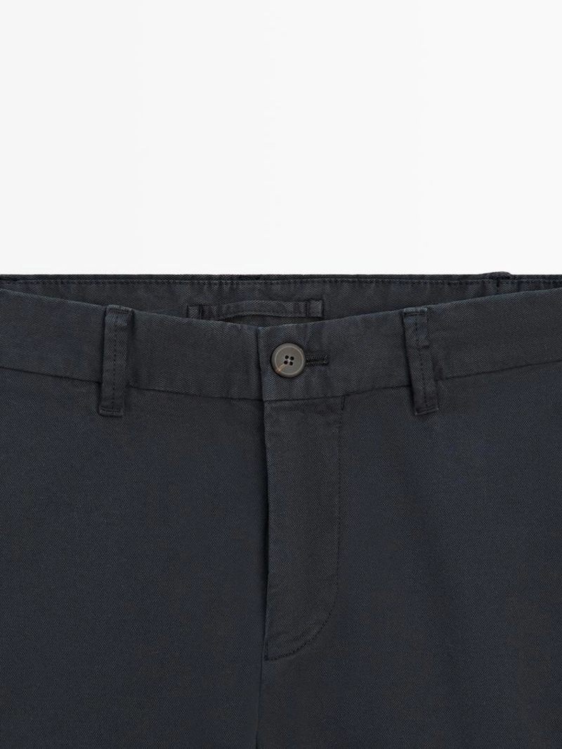 Брюки из хлопкового смесового материала с узким кроем