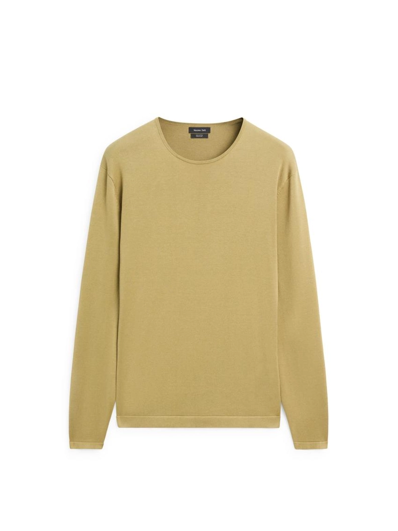 Свитер из хлопкового трикотажа с круглым вырезом