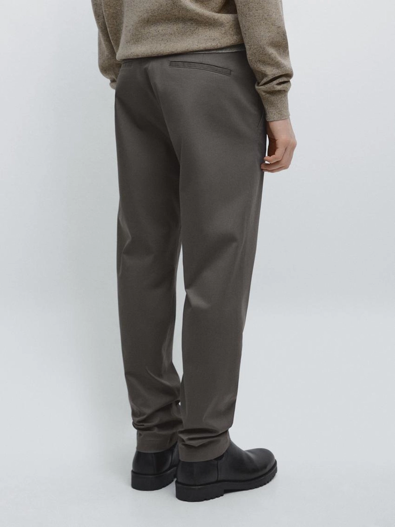 Хлопковые брюки приталенного кроя из смесовой ткани massimo dutti