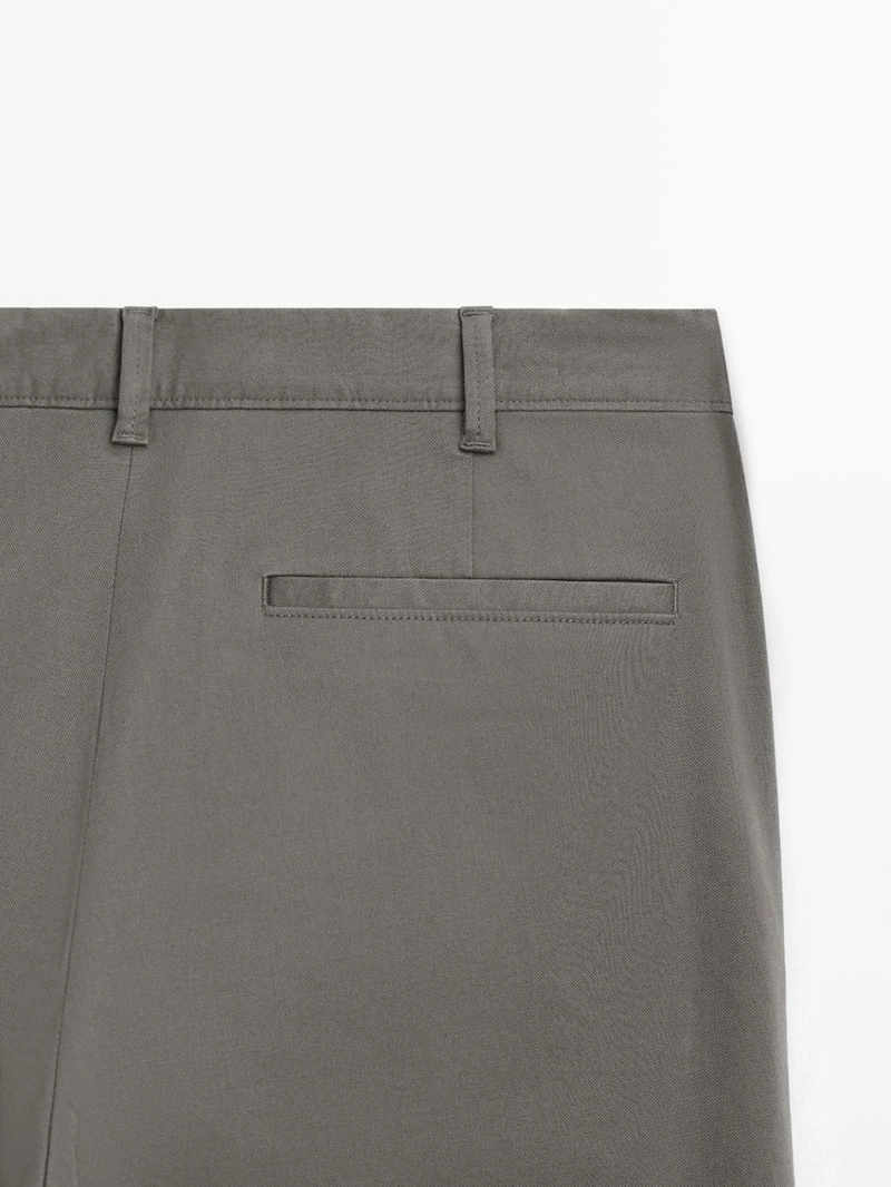 Хлопковые брюки приталенного кроя из смесовой ткани massimo dutti