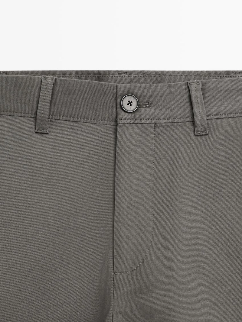 Хлопковые брюки приталенного кроя из смесовой ткани massimo dutti