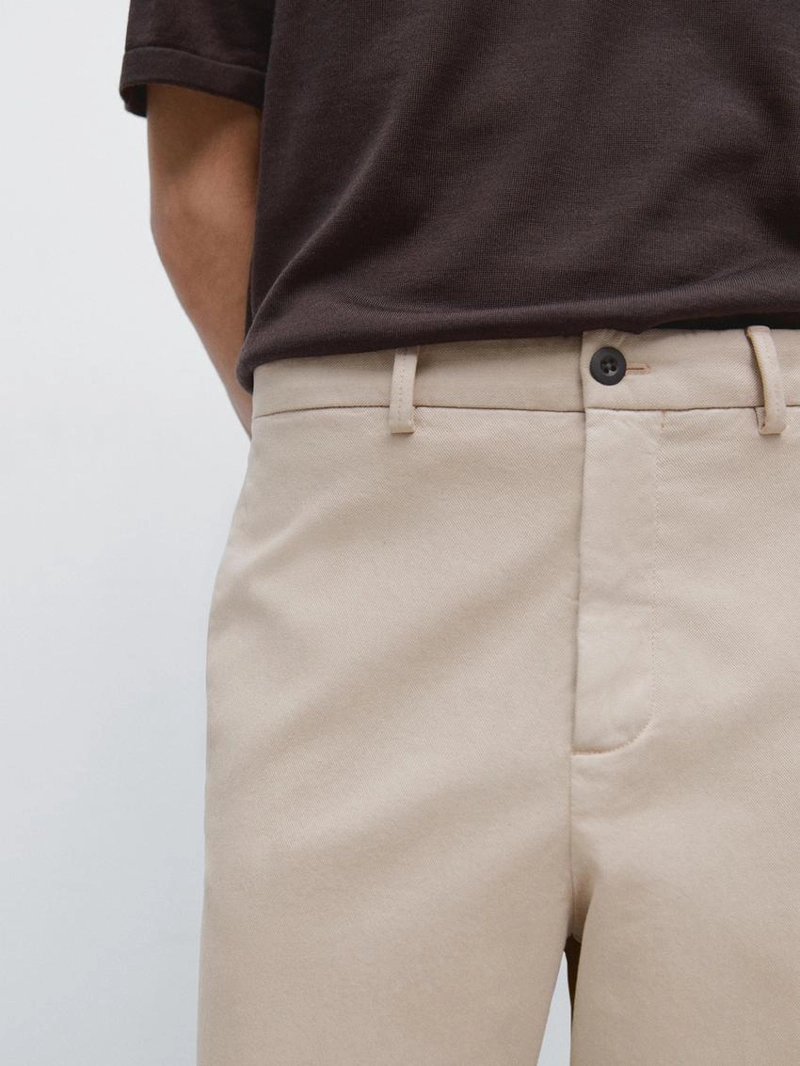 Хлопковые брюки из твила с эластичным поясом