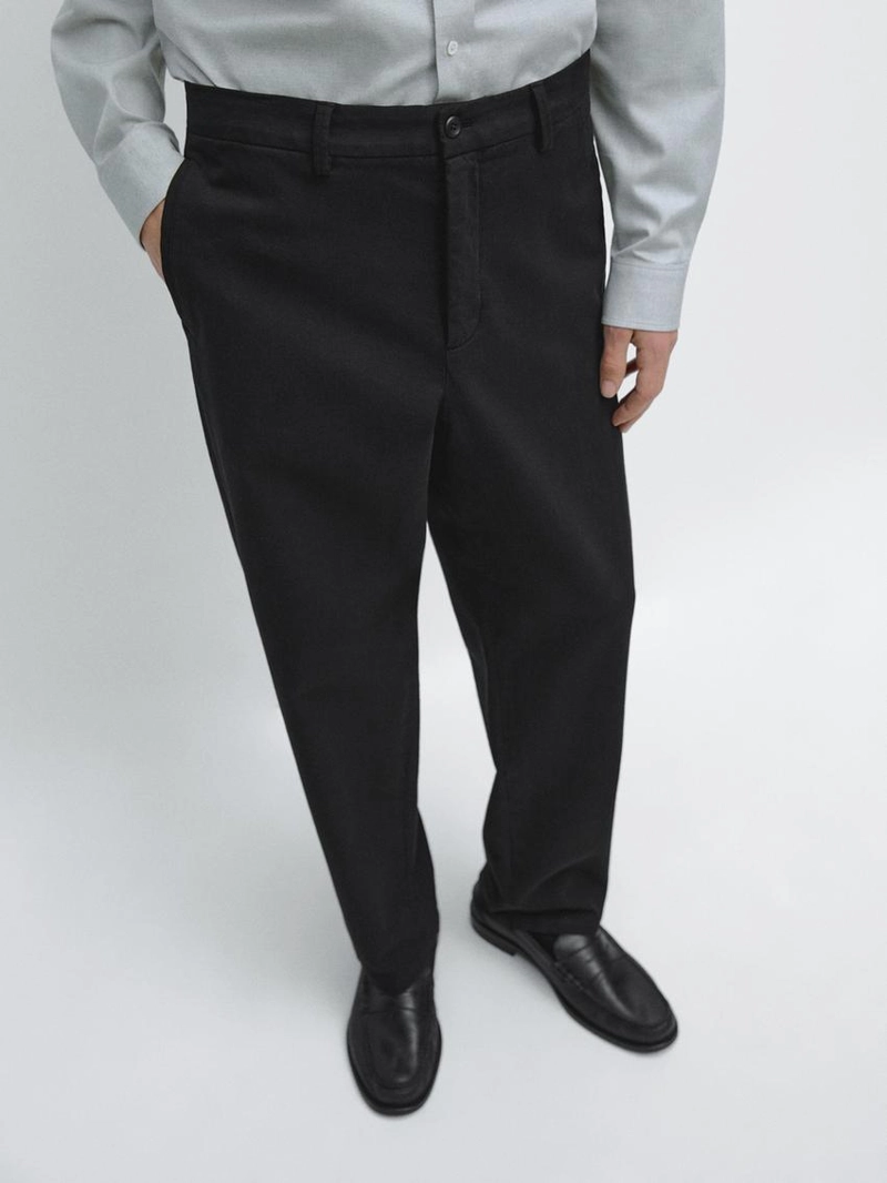 Хлопковые брюки из твила с эластичным поясом