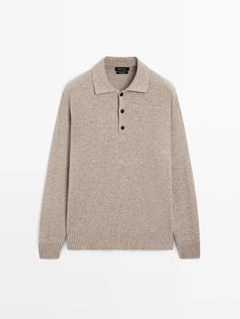 Пуловер-поло из 100% кашемира