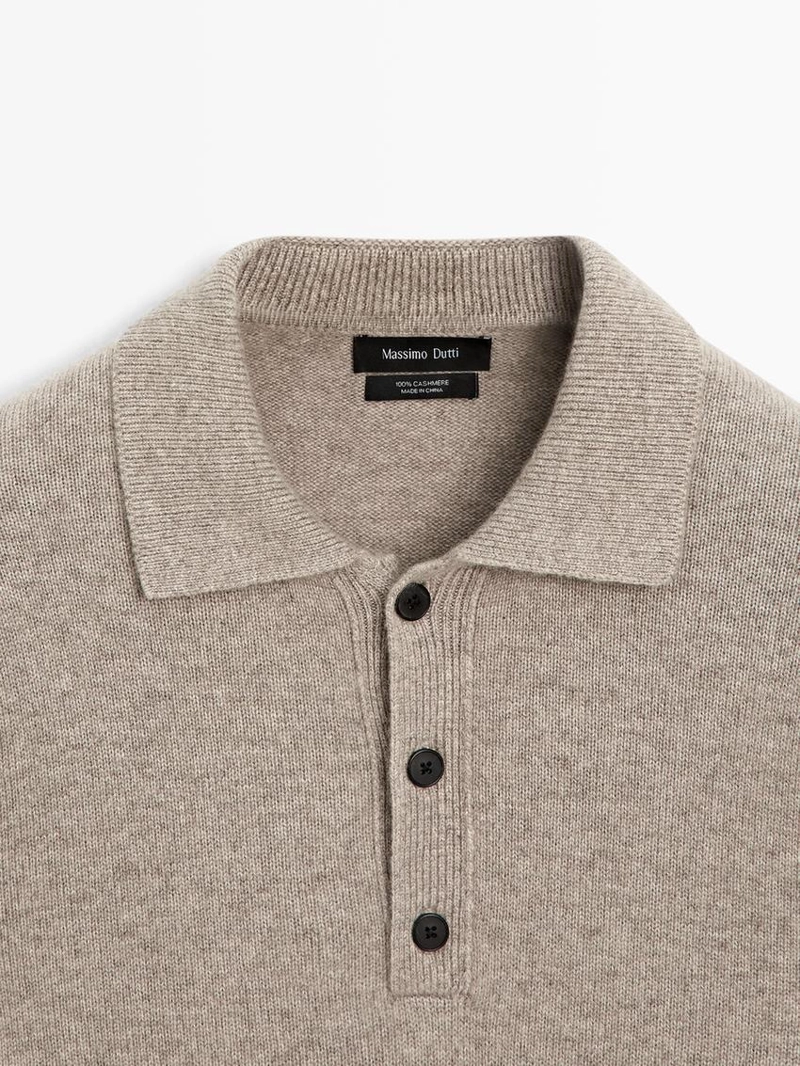 Пуловер-поло из 100% кашемира