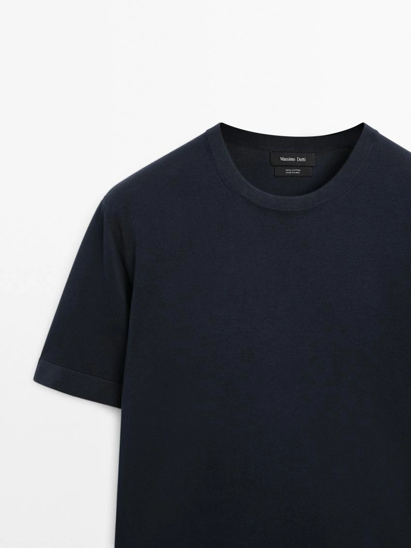 100% хлопковая футболка с коротким рукавом вязаная