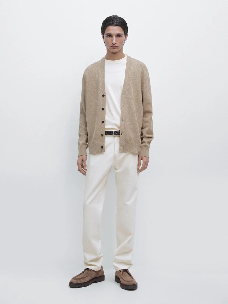 Кардиган из хлопкового трикотажа mouliné