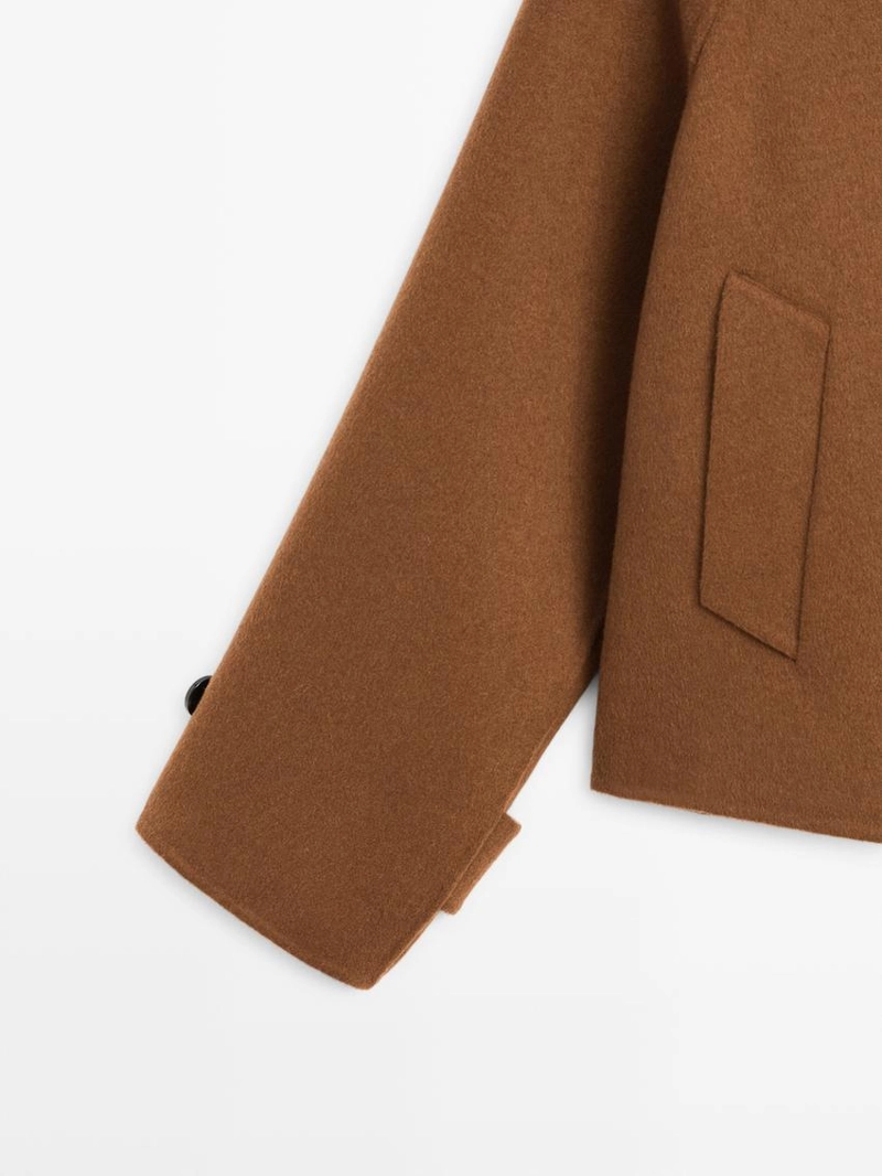 Краткое пальто с рукавами реглан из шерстяной смеси