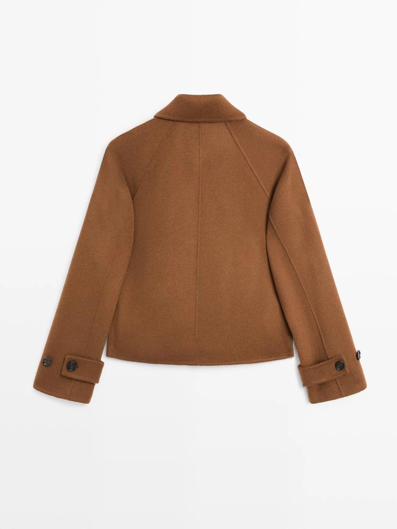 Краткое пальто с рукавами реглан из шерстяной смеси