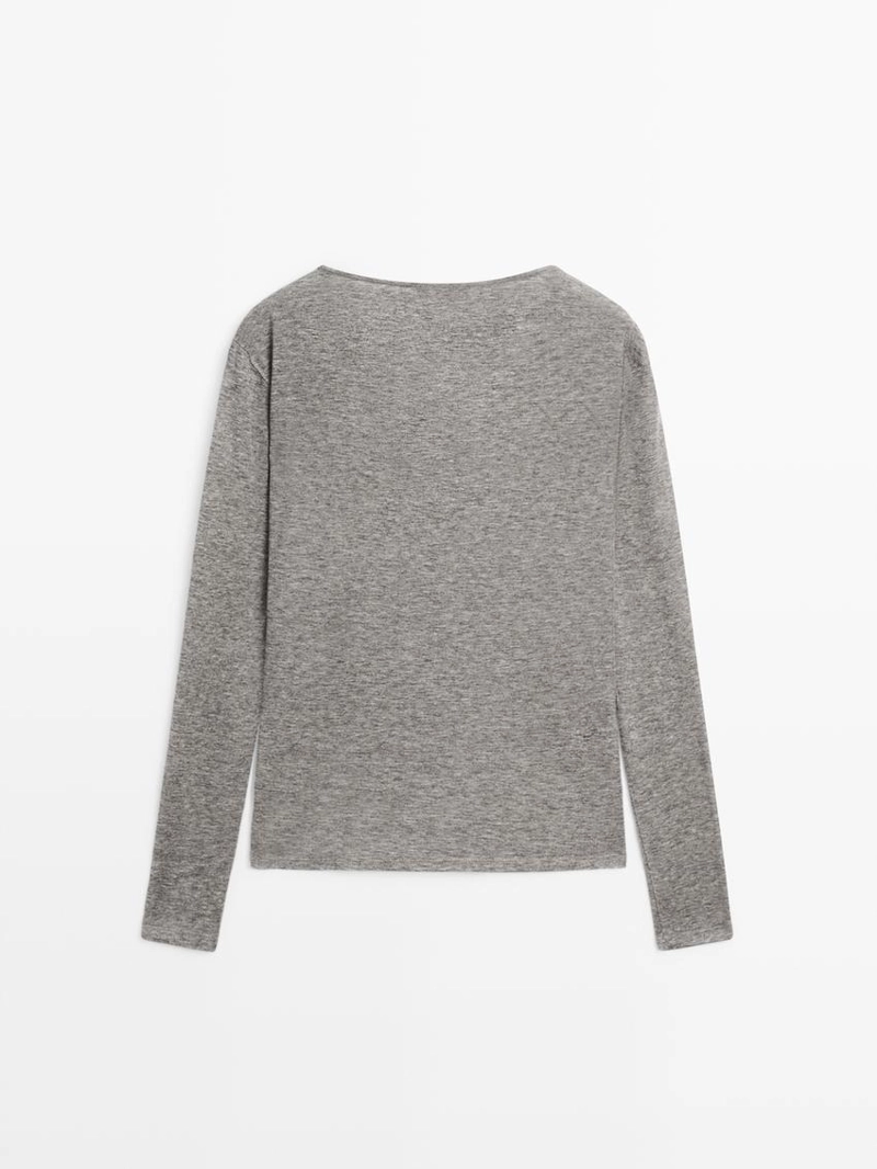 Футболка с v-образным вырезом и деталями из кружева