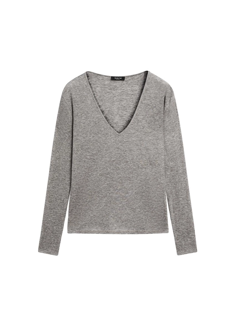 Футболка с v-образным вырезом и деталями из кружева