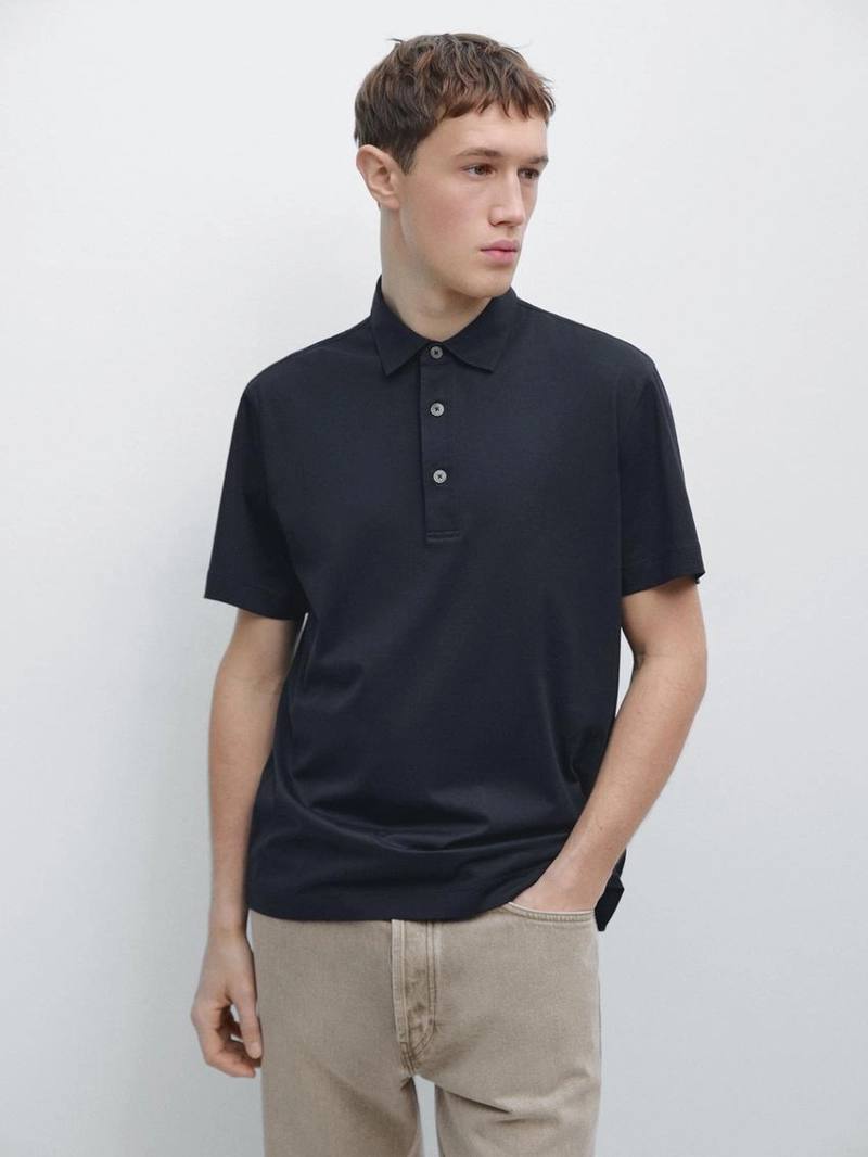 Поло с коротким рукавом из хлопково-синтетической смеси