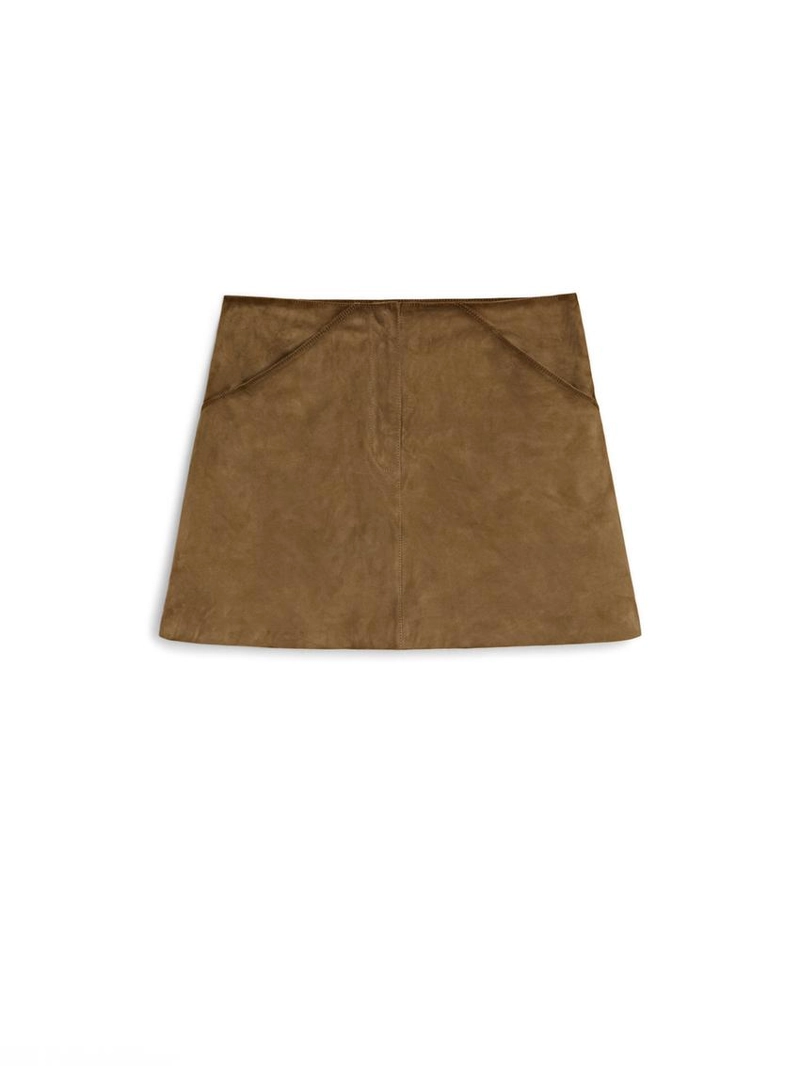 Мини-юбка из овечьей кожи с отделкой нубуком