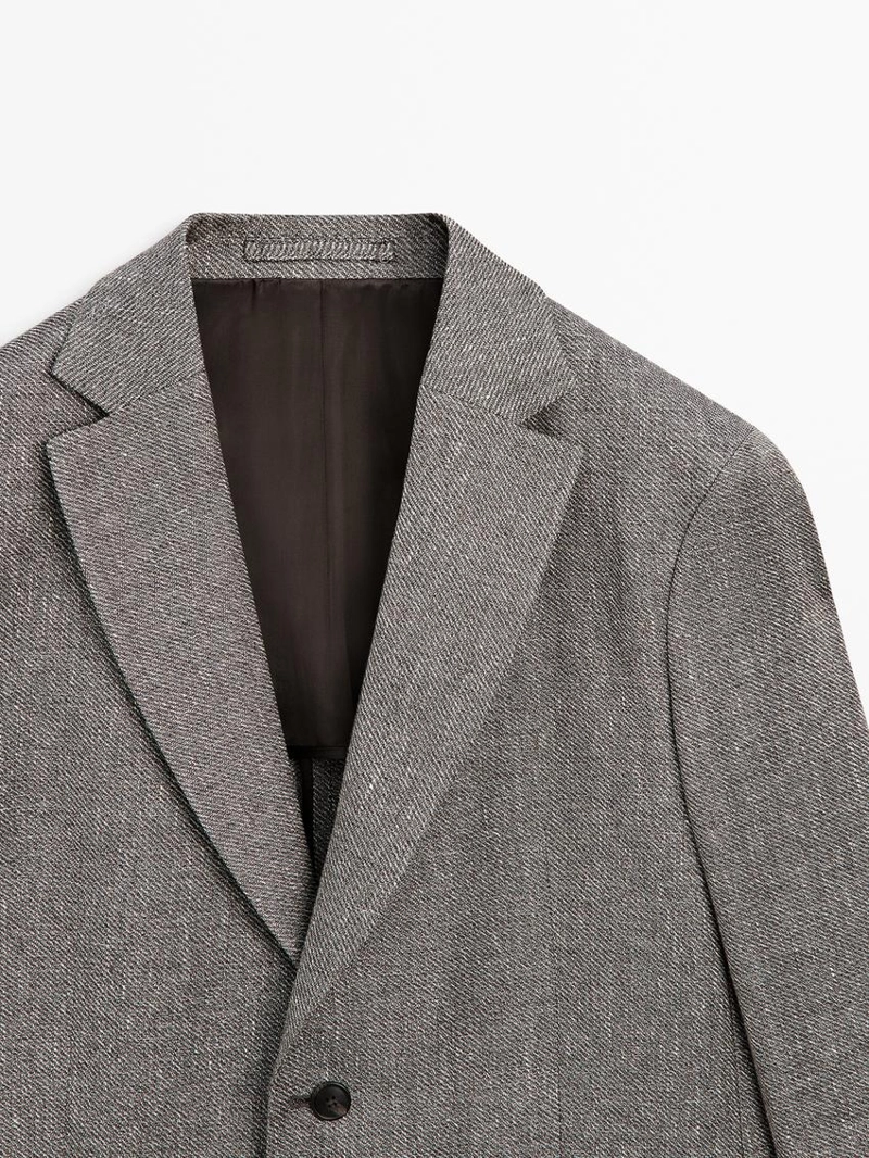 Пиджак из льняной смесовой ткани в мелкую шахматку