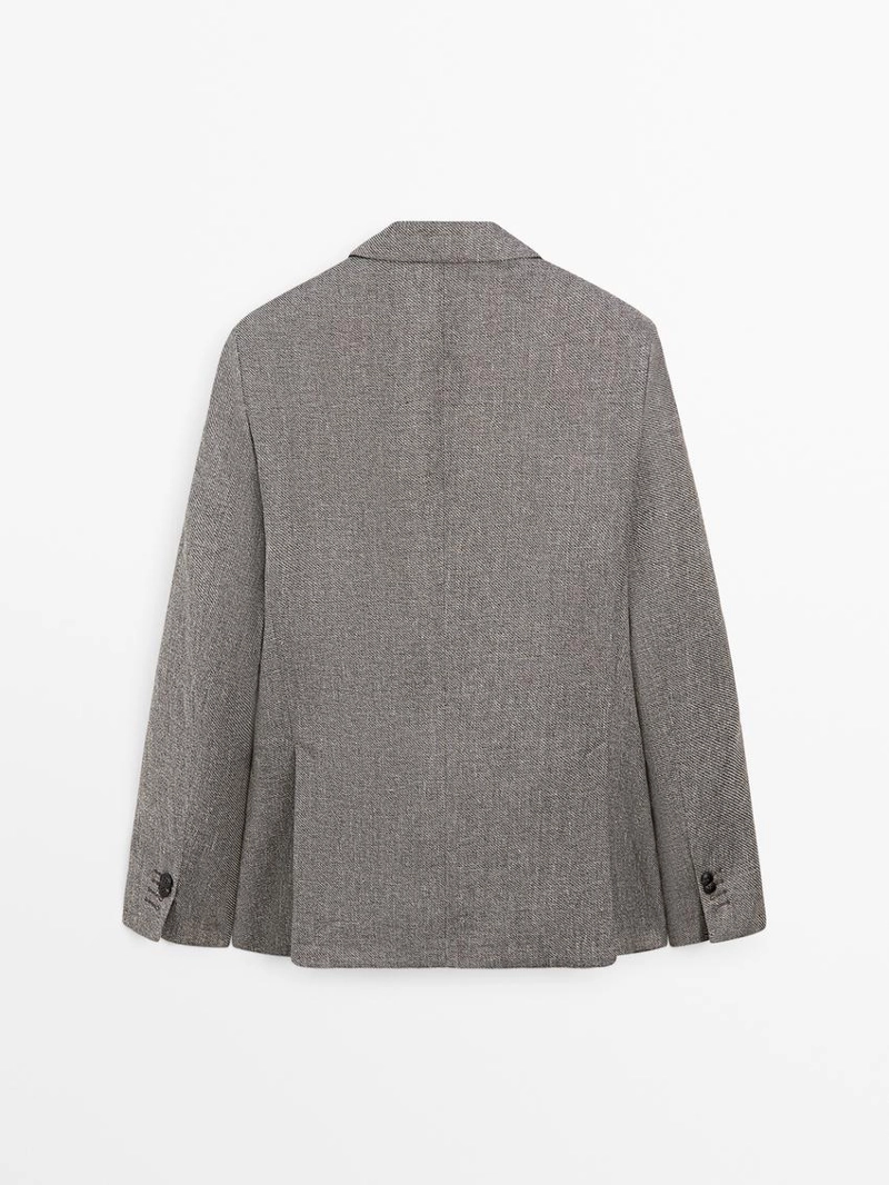 Пиджак из льняной смесовой ткани в мелкую шахматку