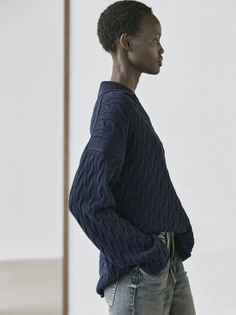 Водолазка из хлопково-шерстяной смеси с воротником-поло