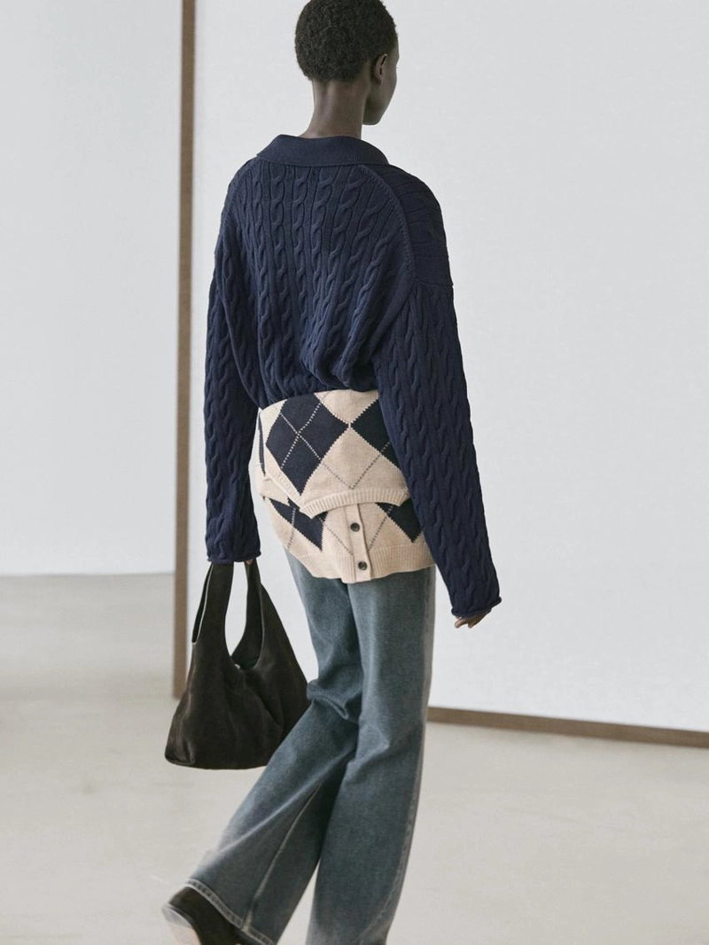 Водолазка из хлопково-шерстяной смеси с воротником-поло