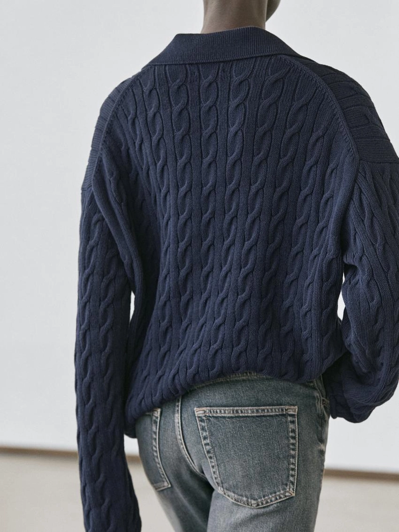 Водолазка из хлопково-шерстяной смеси с воротником-поло