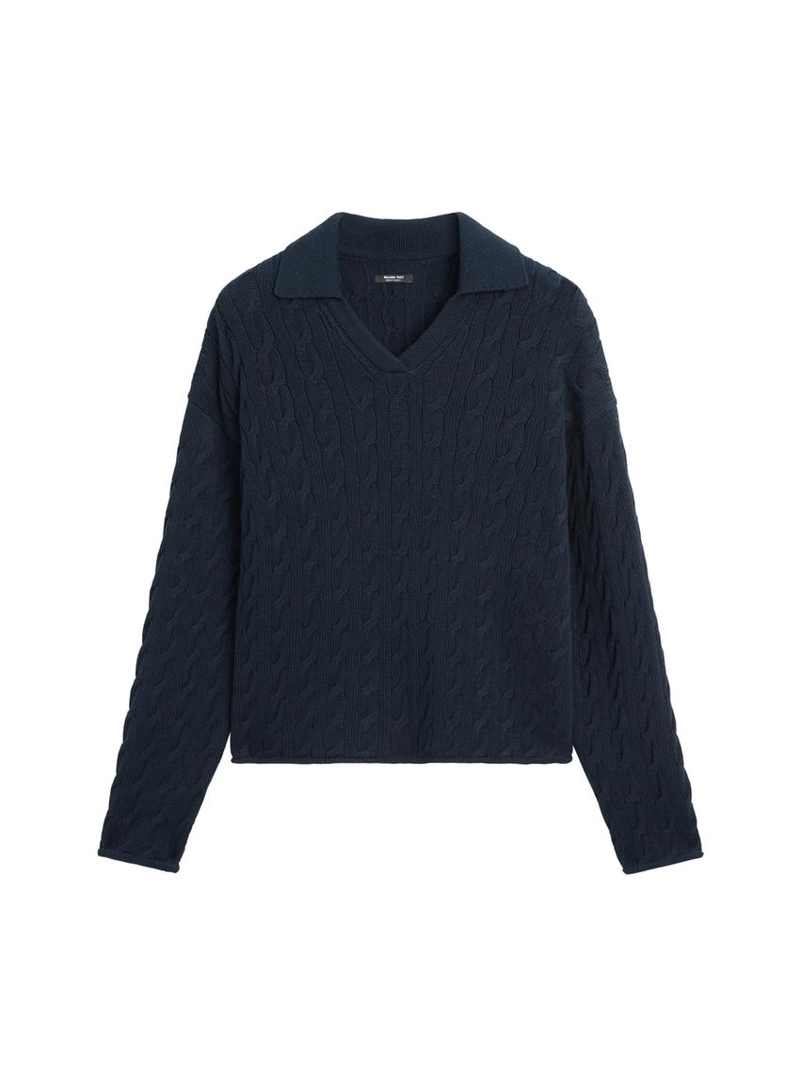 Водолазка из хлопково-шерстяной смеси с воротником-поло