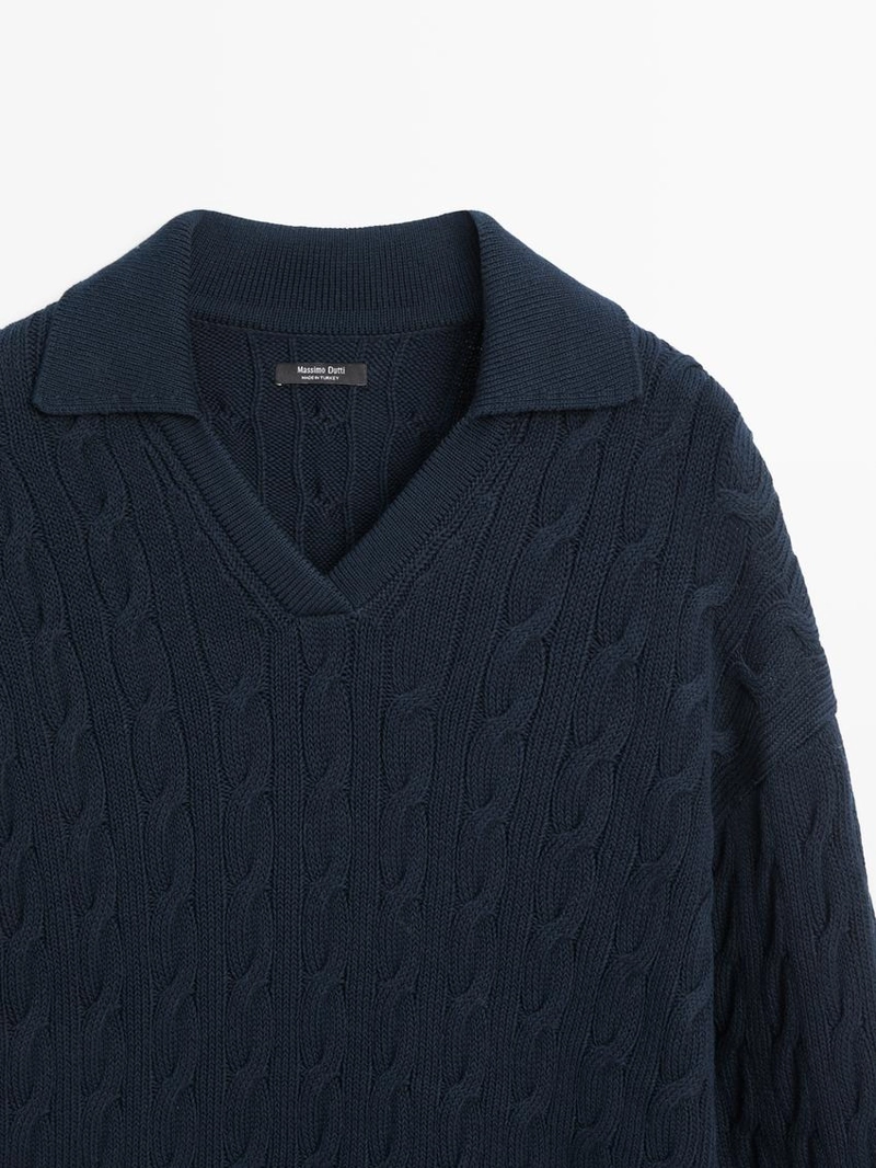 Водолазка из хлопково-шерстяной смеси с воротником-поло