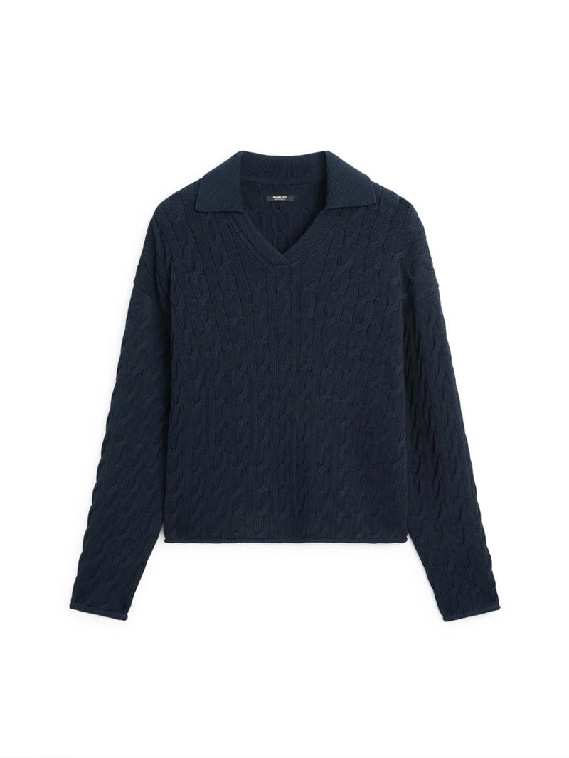 Водолазка из хлопково-шерстяной смеси с воротником-поло