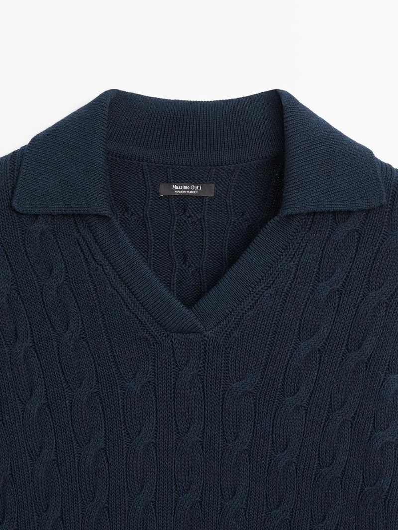 Водолазка из хлопково-шерстяной смеси с воротником-поло