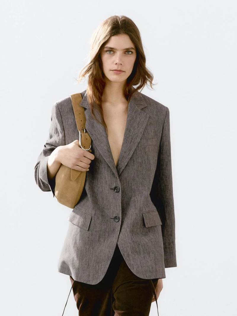 Пиджак из льна с меланжевым эффектом