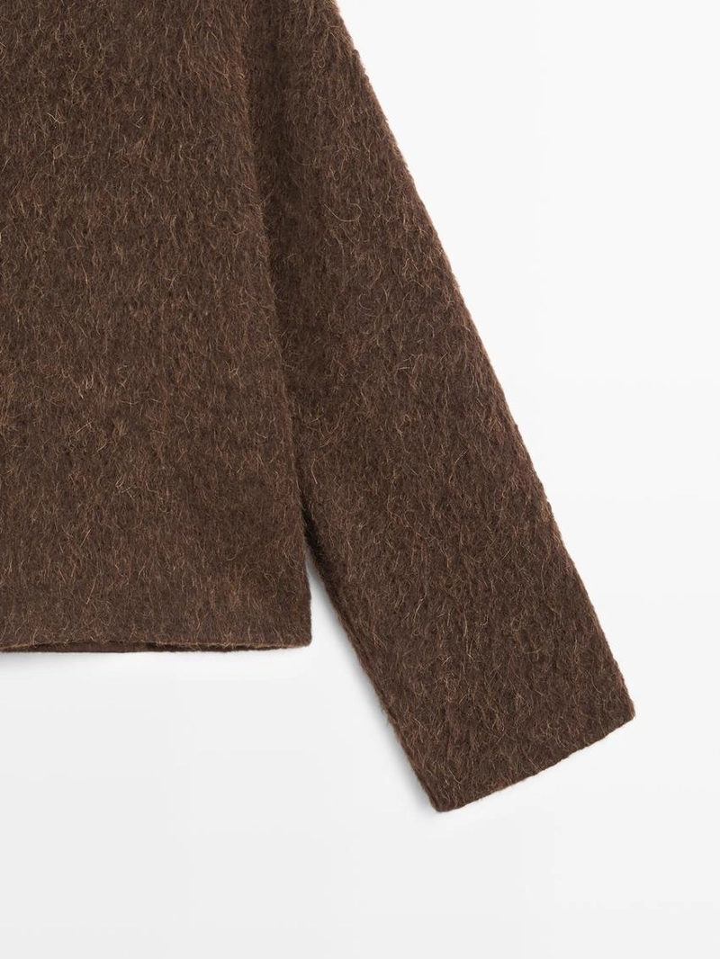 Кардиган из альпаки с рубашечным воротником