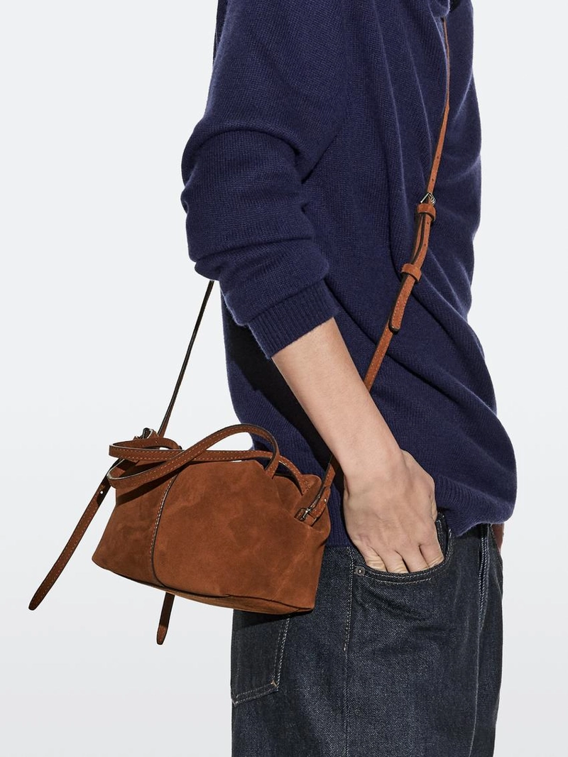 Сумочка мини-сэтчел из деликатной кожи