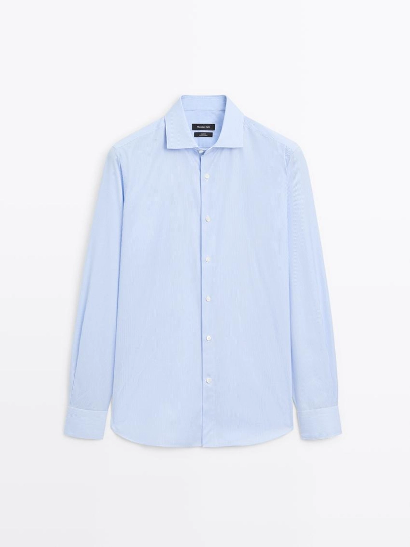 Рубашка из тонкой полосатой ткани в облегающем фасоне