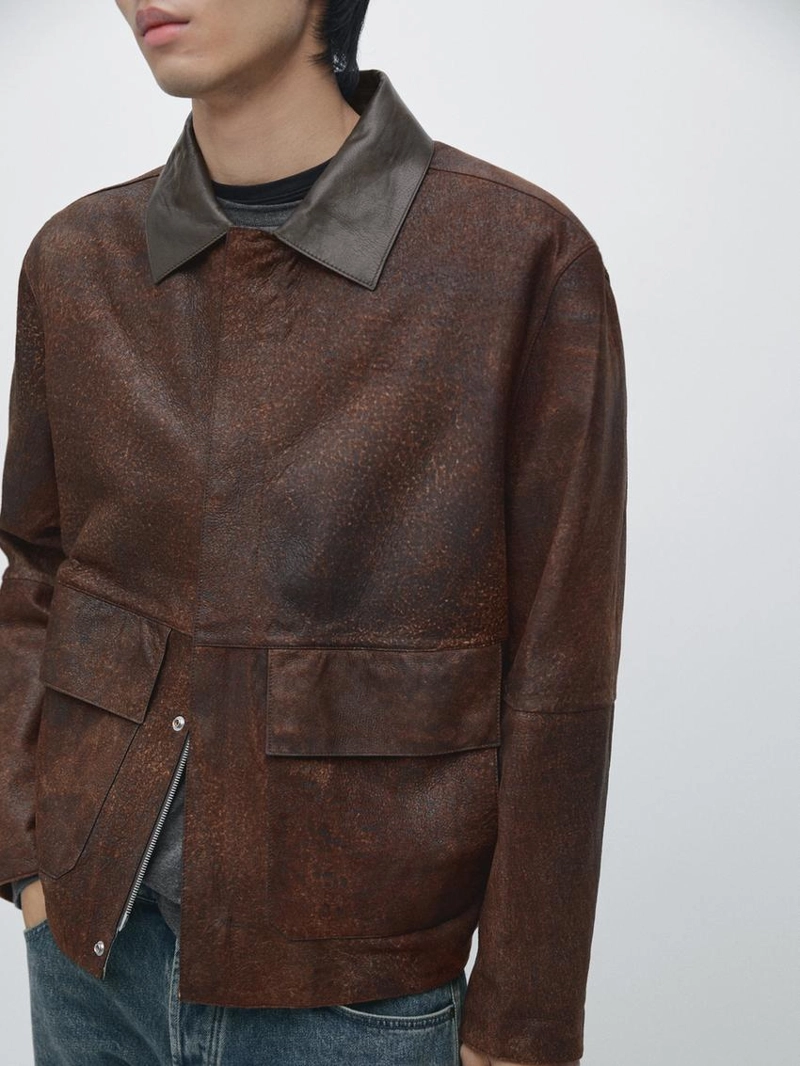 Куртка из замши с контрастными вставками