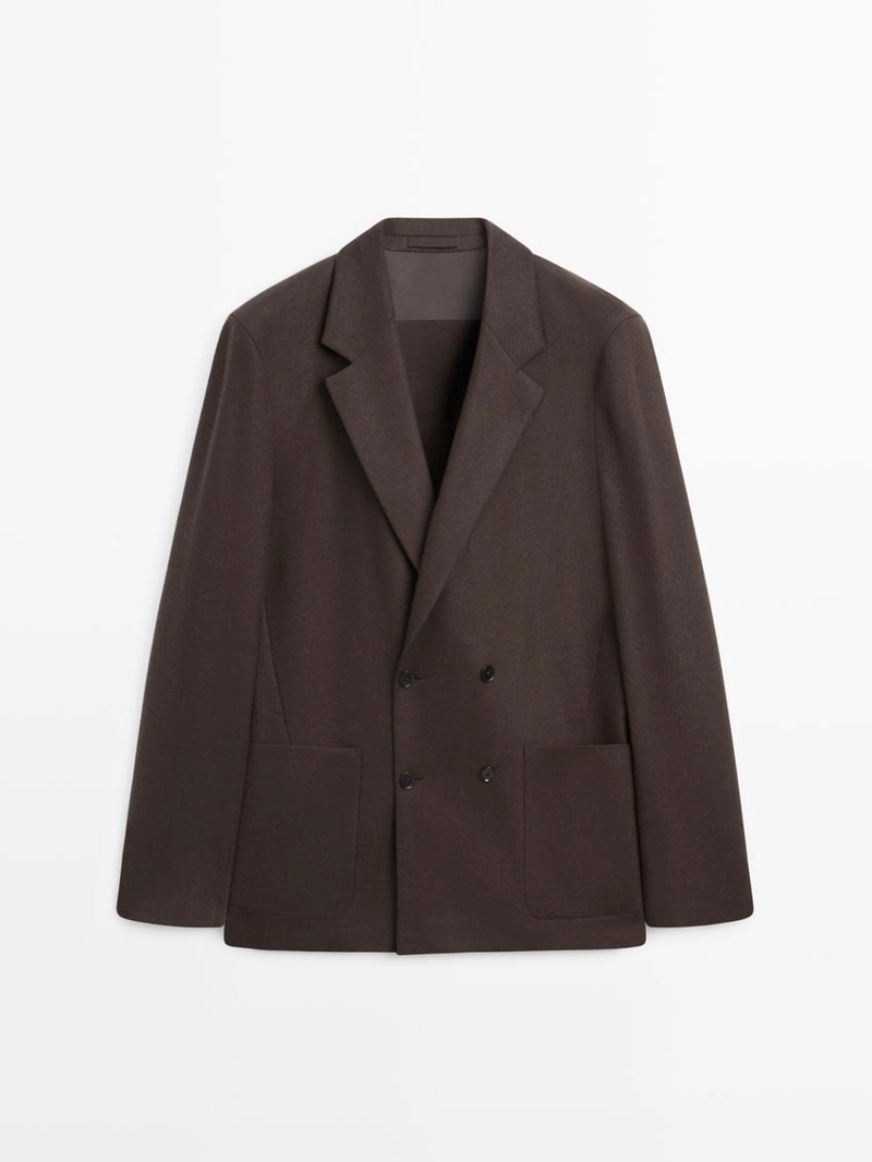 Шерстяной двубортный блейзер
