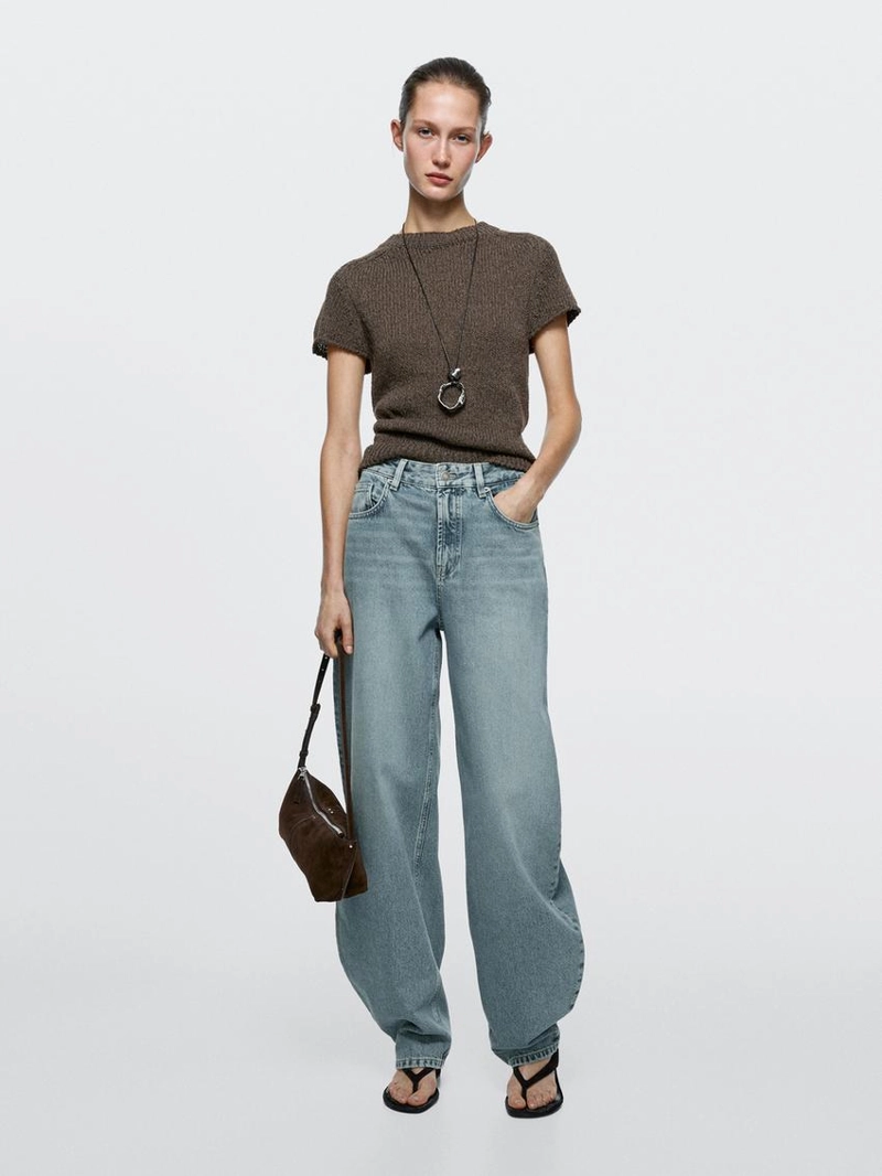 Джинсы с завышенной талией high-waist barrel fit