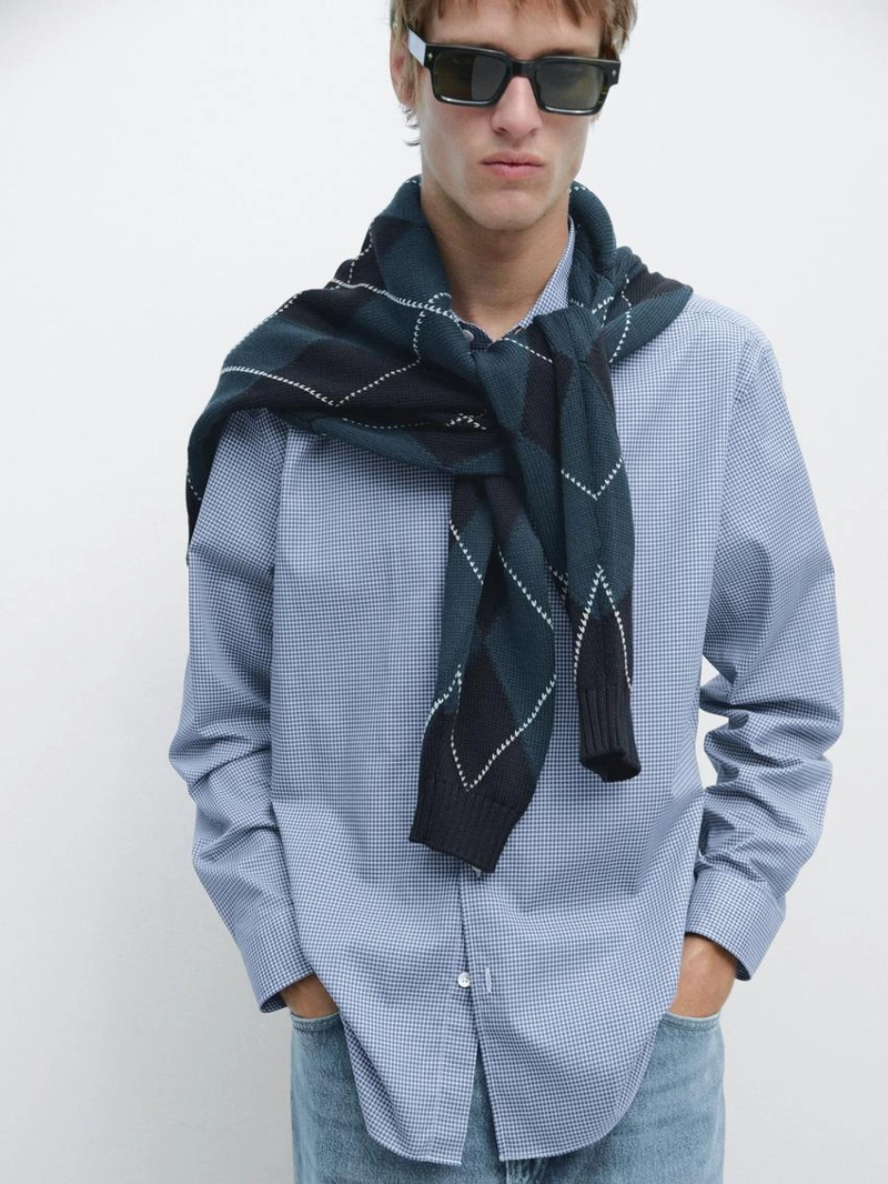 Рубашка regular fit в клетку из 100% хлопка