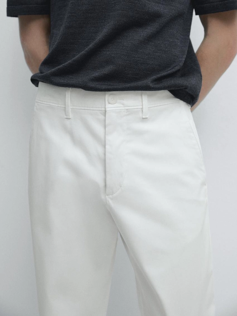 Хлопковые брюки приталенного кроя из смесовой ткани