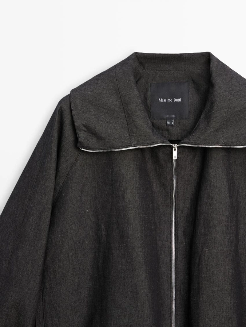Куртка-бомбер из льняно-хлопковой смеси