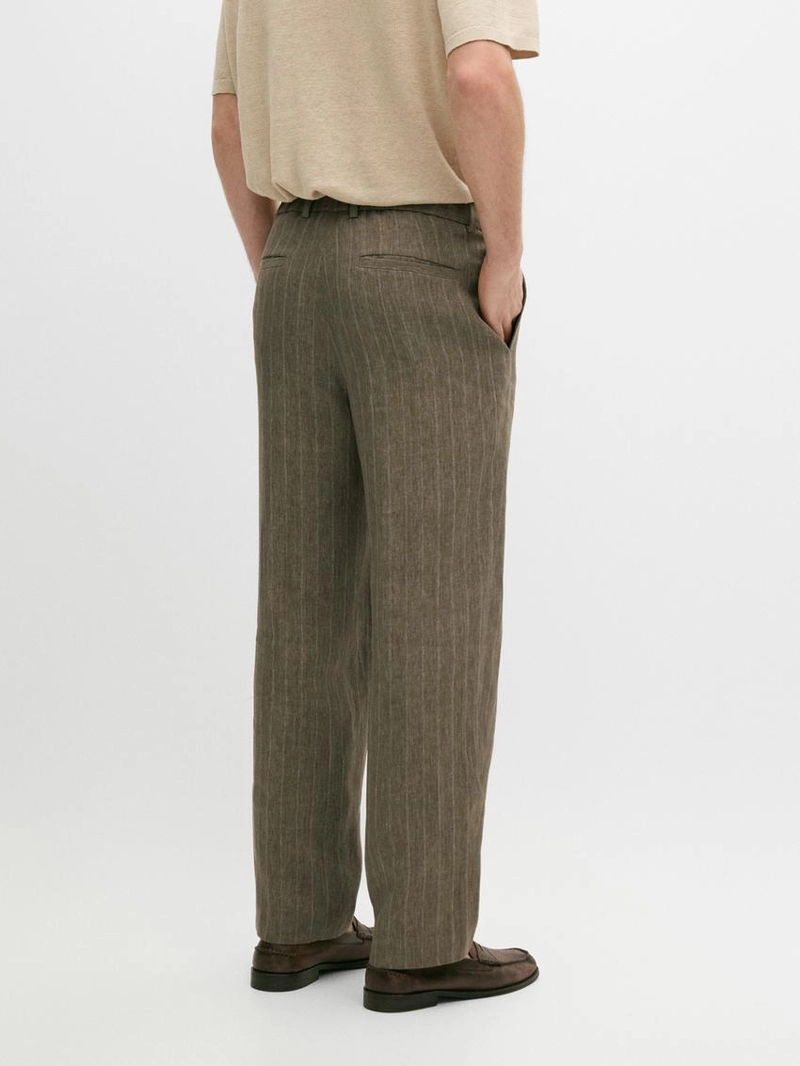 Полосатые льняные брюки massimo dutti