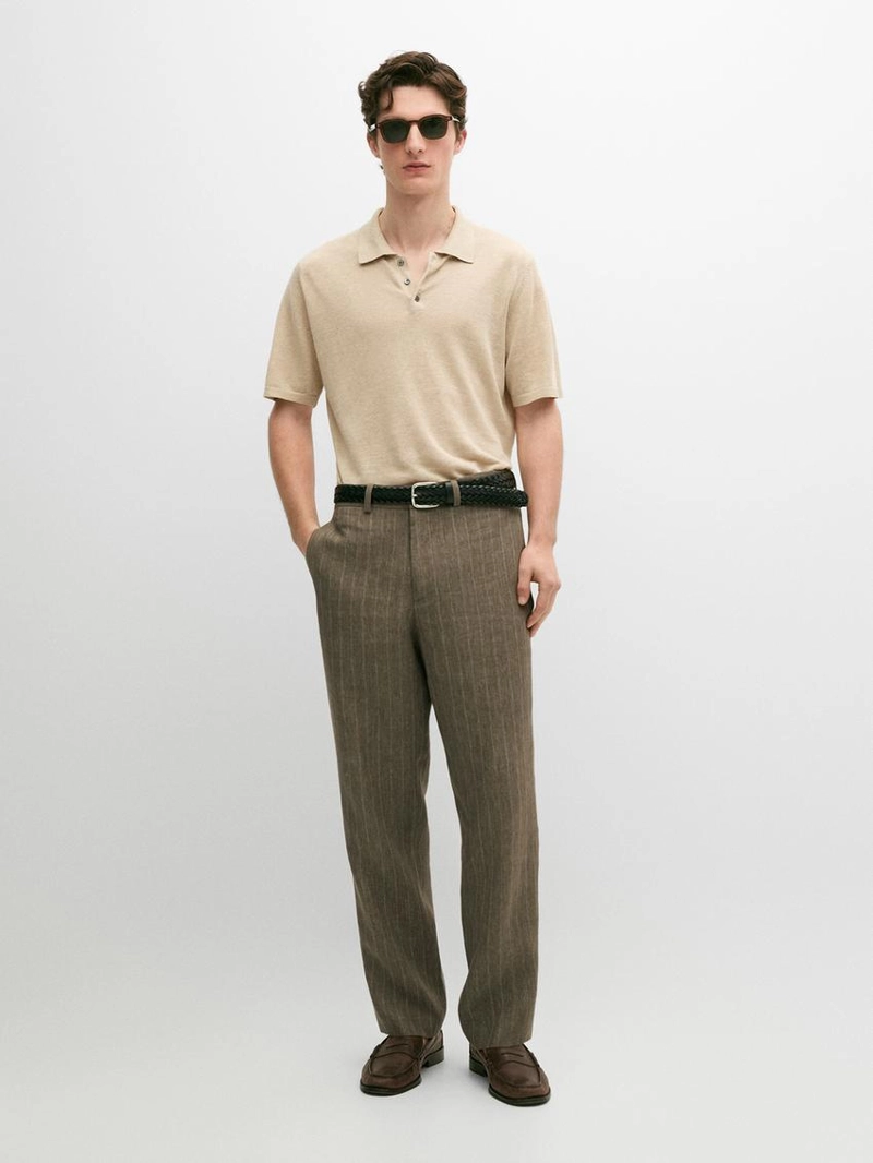 Полосатые льняные брюки massimo dutti