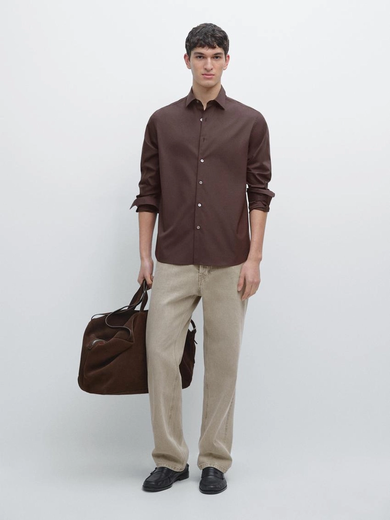 Рубашка slim fit из эластичной ткани