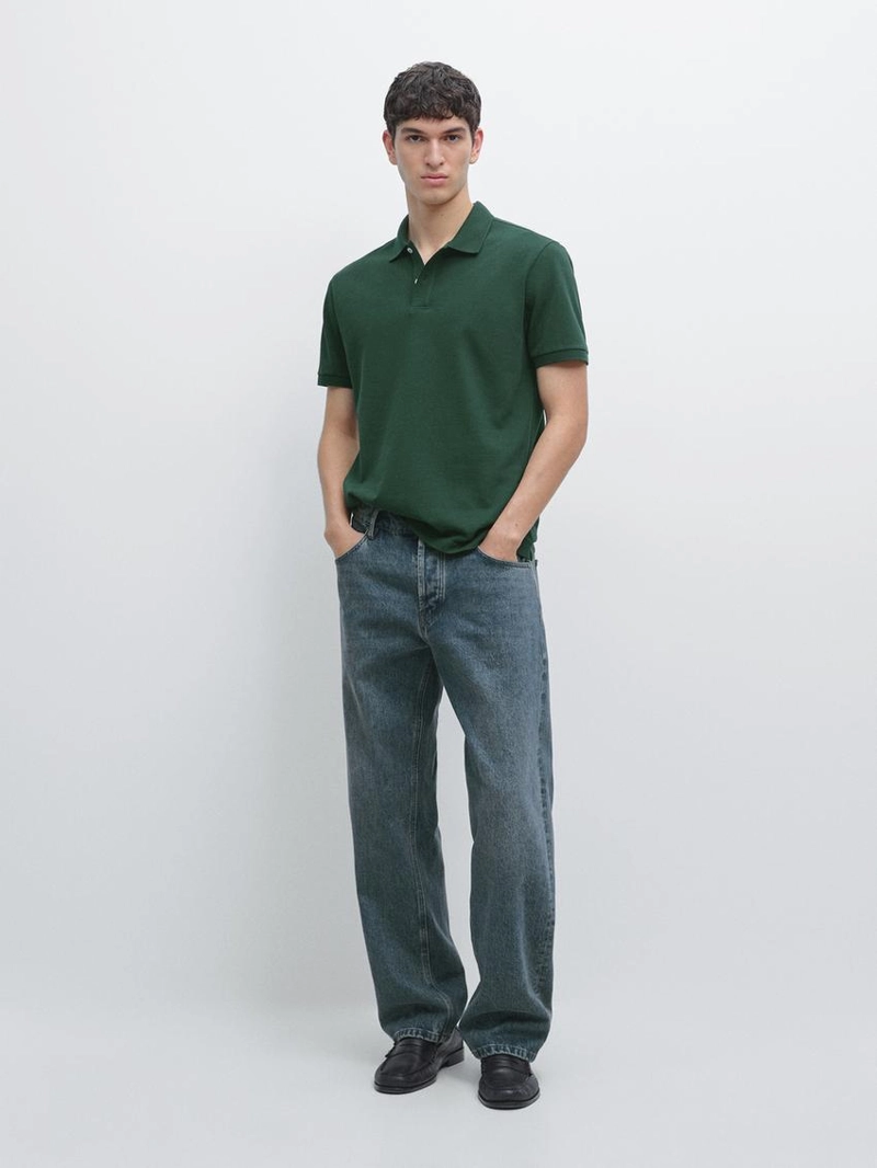 Поло из микротекстурированного хлопкового пике