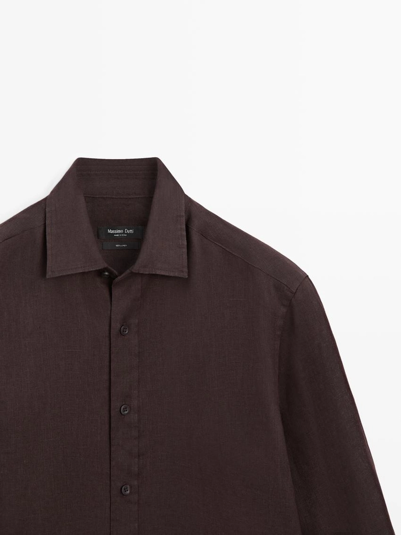 Рубашка из 100% льна в стиле slim fit